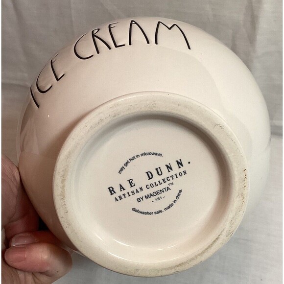 Rae Dunn ICE CREAM Ceramic BOWL Pastel Green Interior 6" Artisan Collection - Picture 4 of 7